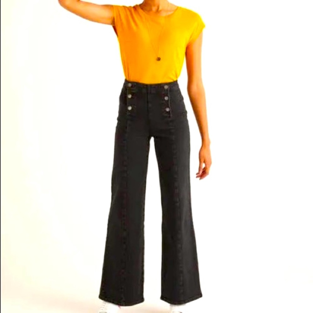 NWT Sailor Wide Leg Jeans High Rise Washed Black